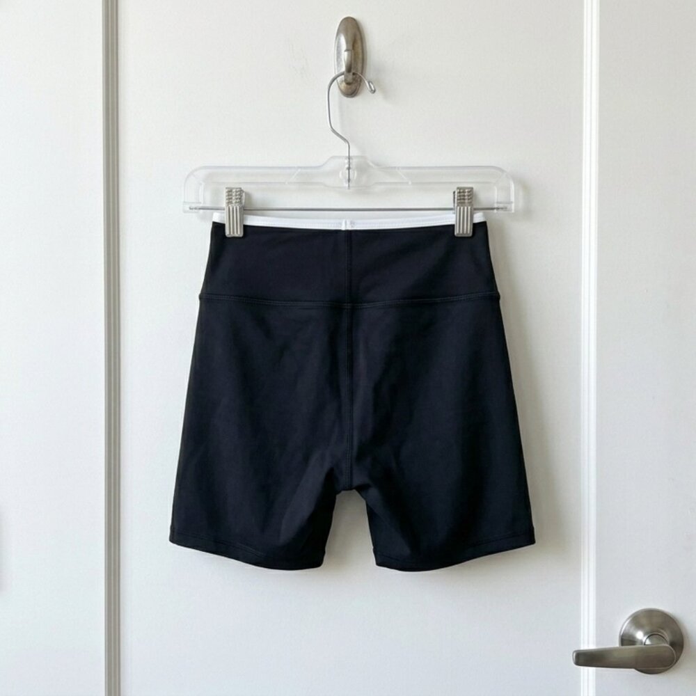 Alo Inspired Crossover Waist Yoga Shorts Black Athleisure Activewear - Picture 4 of 5